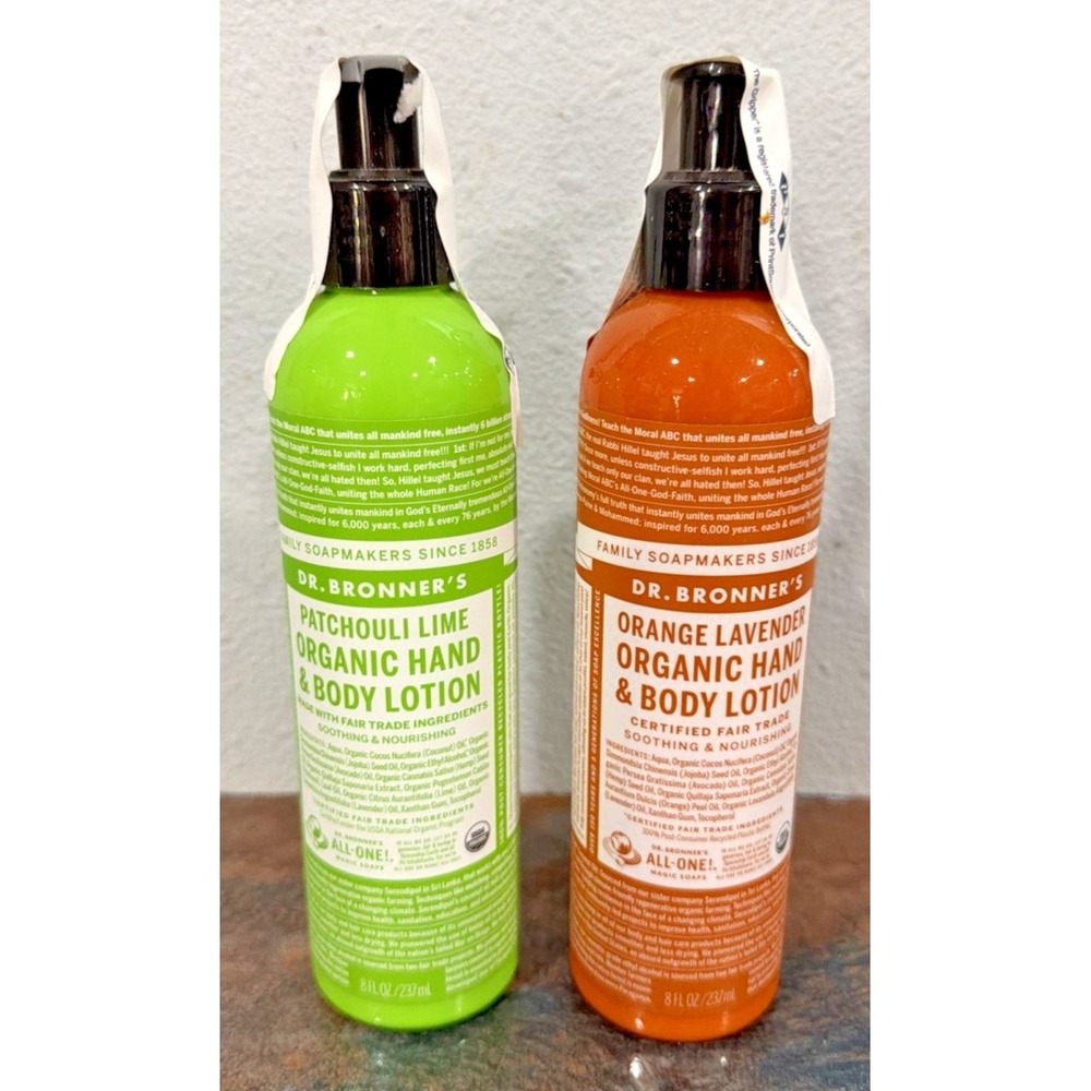 Dr. Bronner's Organic Hand & Body Lotions - Patchouli Lime & Orange Lavender